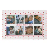 Photo Collage Personalized Family Red Hearts Faux Canvas Print