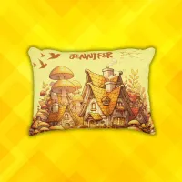 Monogram Golden Cottage Core on Yellow | Accent Pillow