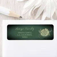 Vintage floral Olive Green & Gold Return Address Label