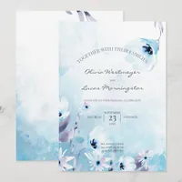 Watercolor Anemone Flowers Ice Blue Invitation