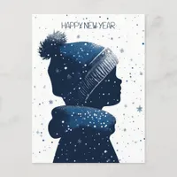 Happy New Year Child Sillhouette Holiday Postcard