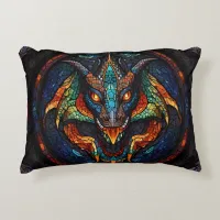 Dragon Stained Glass Mosaic Design Accent Pillow