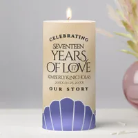 Elegant 17th Shells Wedding Anniversary Pillar Candle