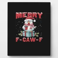 Retro Merry Christmas F-Caw-F Chicken  Plaque