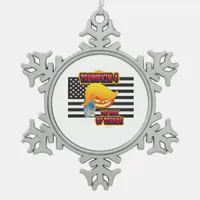 Halloween Funny Trumpkin Classic Snowflake Pewter Christmas Ornament