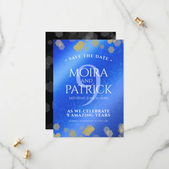 Elegant 9th Lapis Lazuli Wedding Anniversary Save The Date