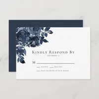 Blue Floral Wedding RSVP Card