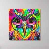 Owl with Colorful Feathers Quirky AI Art Canvas Print
