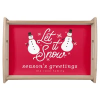 Personalized Red Let it Snow Snowman Serving Tray