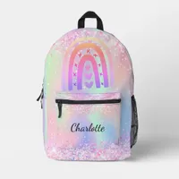 Pink purple rainbow girl printed backpack