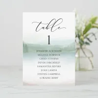 Abstract Lake & Trees Wedding Seating Chart Cards
