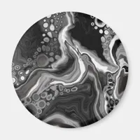 Black and White Marble Fluid Art   Magnet