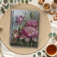 Ellis Rowan Pink Water Lily Vintage Flowers Notebook