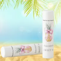 Sweet 16 pink bow pineapple tropical lip balm