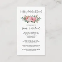 Pink Floral Wedding Weekend Details Enclosure Card