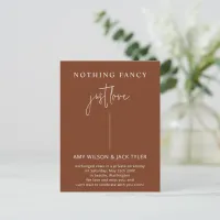 Terracotta Nothing Fancy Just Love Wedding  Postcard