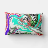 Red, White, Lime Green, Blue and Black Abstract    Lumbar Pillow