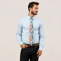 Festive Orange and Blue Christmas Snowmen Neck Tie