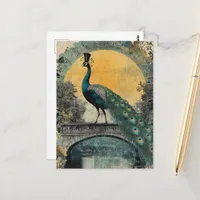 Peacock in a Top Hat on a Bridge Postcard