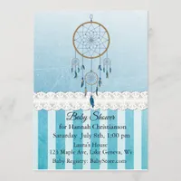 Dreamcatcher Blue Boy's Baby Shower Invitations