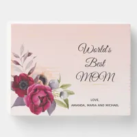Mother best mom florals blush rose gold wooden box sign