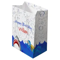 Under the sea shark birthday party boys medium gift bag