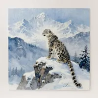 A Snow Leopard on Snowy Peak Jigsaw Puzzle