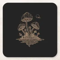 Cottagecore Mushrooms Fungi Goblincore Aesthetic Square Paper Coaster