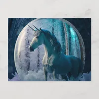 Double Horned Unicorn in a Frozen Snowglobe Postcard