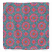 Teal Pink & Red Stylish Mosaic Geometric Pattern Bandana