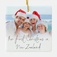Photo Overlay 1st Christmas New Zealand Names Year Ceramic Ornament
