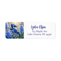 Pretty Blue Jay and Lilacs Personalized Label