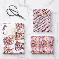 Cute Personalized Dragon Themed Birthday Wrapping Paper Sheets
