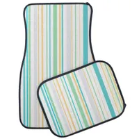 Coastal Beach Stripes Car Floor Mat