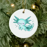 Axolotl Adorable Cute Cartoon Like Ceramic Ornament