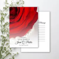 Red Rose and White Pearls Share a Memory Funeral  Note Card