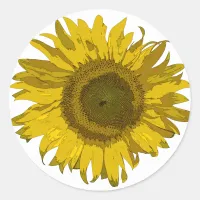 Yellow Sunflower  Classic Round Sticker