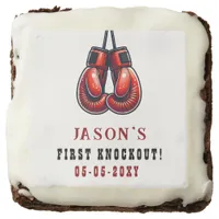 Red Rumble First Knockout Boxing Birthday Brownie