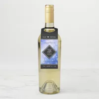Elegant 65th Blue Sapphire Wedding Anniversary Bottle Hanger Tag