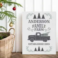 Farmhouse Christmas Tree Family Farm Personalized Faux Canvas Print