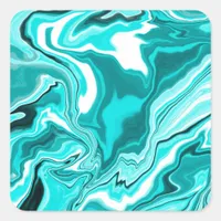 Teal, Turquoise and White Marble   Square Sticker