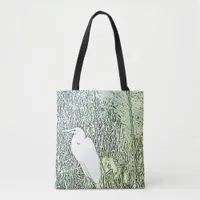 Tote Bag (ao) - Egret in Tall Grass