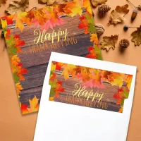 Fall Autumn Leaves On Barn Wood Happy Thanksgiving Envelope Liner