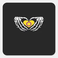 Intersex Pride Skeleton Halloween Goth Heart Class Square Sticker