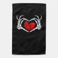 Scary Skeleton Hands And Red Heart Creepy Spooky V Garden Flag