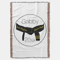 Martial Arts 3rd Degree Black Belt Throw Blanket