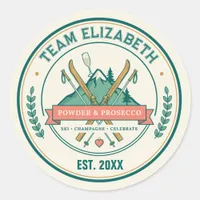 Powder & Prosecco Ski Club Bachelorette Weekend Classic Round Sticker