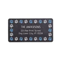 Chalkboard Blue Paw Print Return Address Labels
