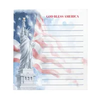 God Bless America Statue of Liberty Lined Notepad