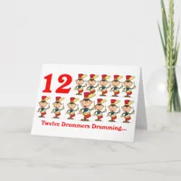 On the 12th Day of Christmas twelve Drummers drums Holiday Card